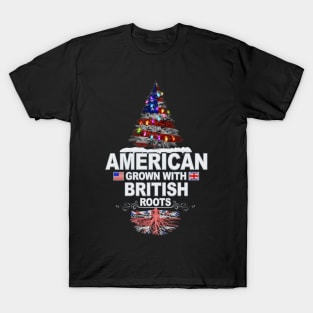 Christmas Tree  American Grown With British Roots - Gift for British From United Kingdom T-Shirt